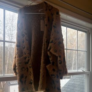 Leopard Print Faux Fur Cardigan